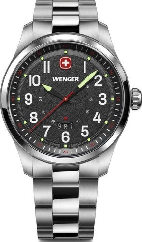 Watch - WENGER Terragraph 43mm SS Case Black Dial SS Bracelet