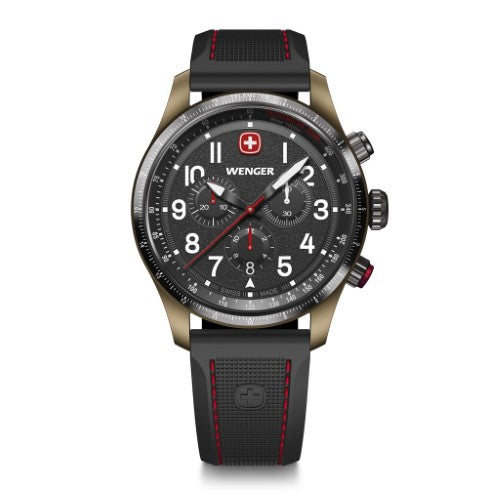 Watch - WENGER Terragraph Chro 43mm Bronze Case Black Dial/Silicone Strap