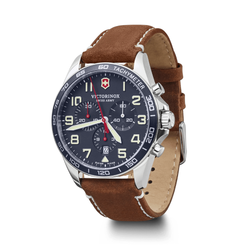 Watch - VICTORINOX FieldForce Chrono 42mm Brown Leather Strap Blue Dial