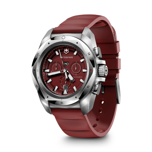 Watch - VICTORINOX I.N.O.X Chr 43mm Red Rubber Strap Red Dial