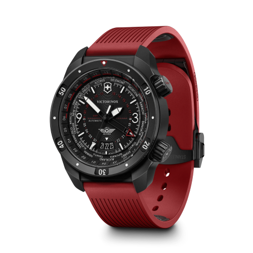 Watch - VICTORINOX Air Pro Auto 43mm Black Dial Red Strap