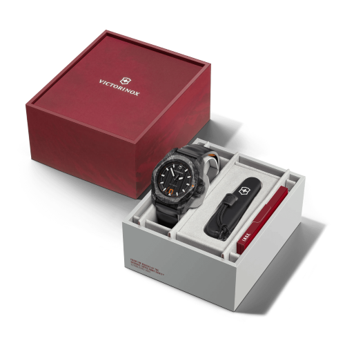 Watch - VICTORINOX I.N.O.X. Auto + SAK 41mm Black Rubber Strap Black Dial