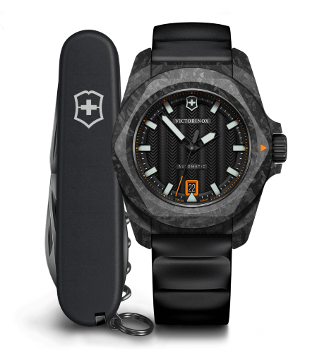 Watch - VICTORINOX I.N.O.X. Auto + SAK 41mm Black Rubber Strap Black Dial