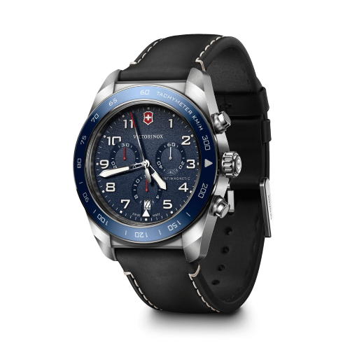 Watch - VICTORINOX Swiss Army Chrono 42mm Black Leather Strap Blue Dial