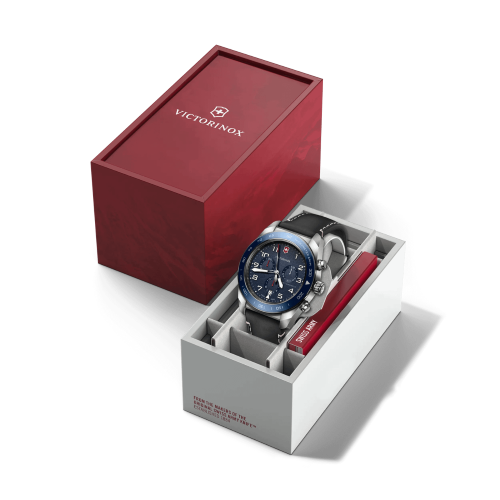 Watch - VICTORINOX Swiss Army Chrono 42mm Black Leather Strap Blue Dial