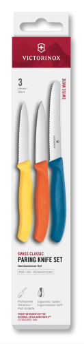 3 Piece Paring Knife Set - VICTORINOX SWISS CLASSIC (Orange/Red/Blue)