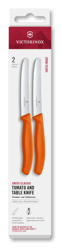 2 Piece Steak & Tomato Knife Set - VICTORINOX 11cm (Orange)