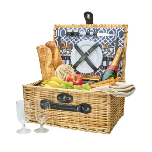 2 Person Wicker Picnic Basket - AVANTI Hamptons Blue Point