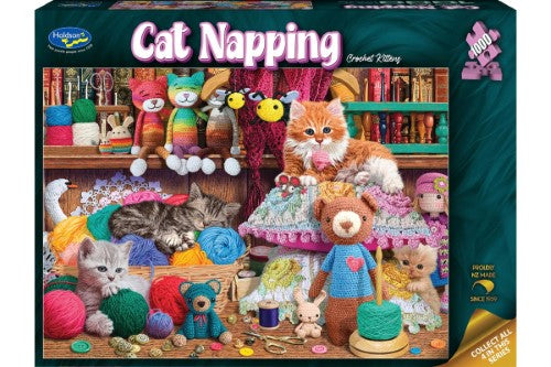 Jigsaw Puzzle - Cat Napping Crochet Kittens ( 1000 Piece)