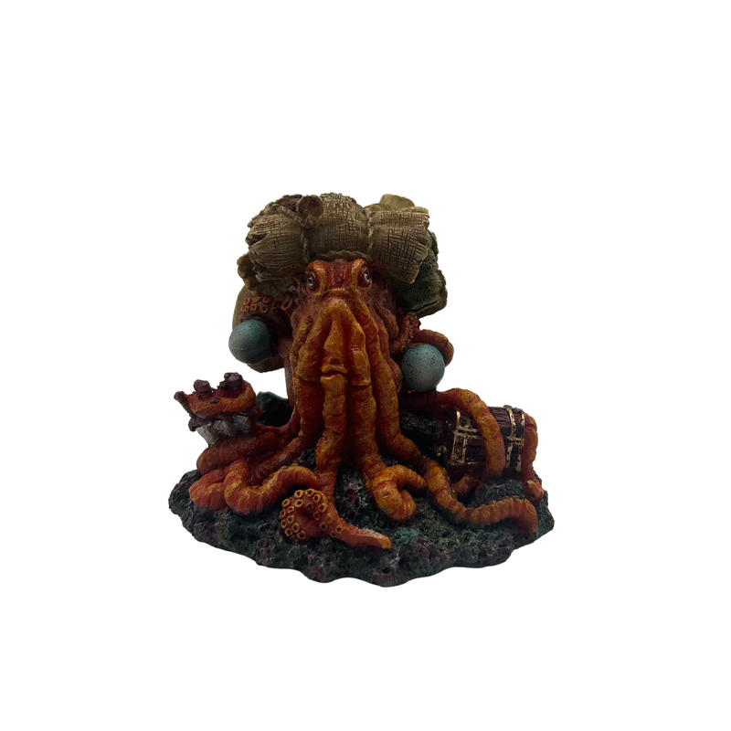 Aquatic Ornament - Octopus with Treasure Chest (11 x 10 x 8cm)