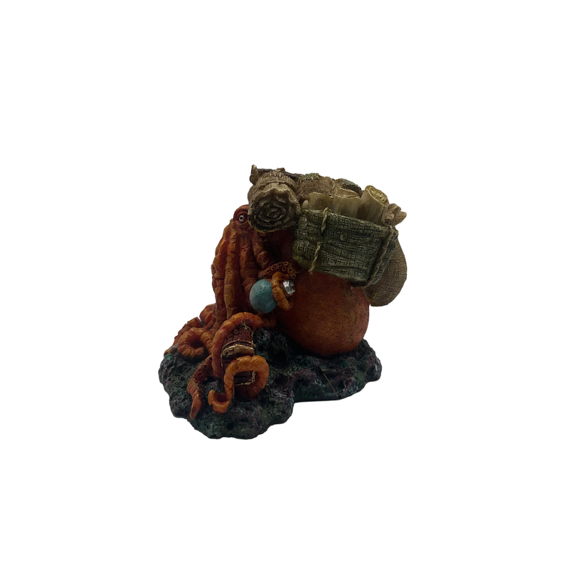 Aquatic Ornament - Octopus with Treasure Chest (11 x 10 x 8cm)