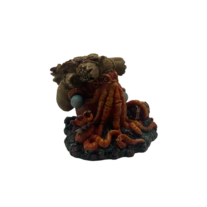 Aquatic Ornament - Octopus with Treasure Chest (11 x 10 x 8cm)
