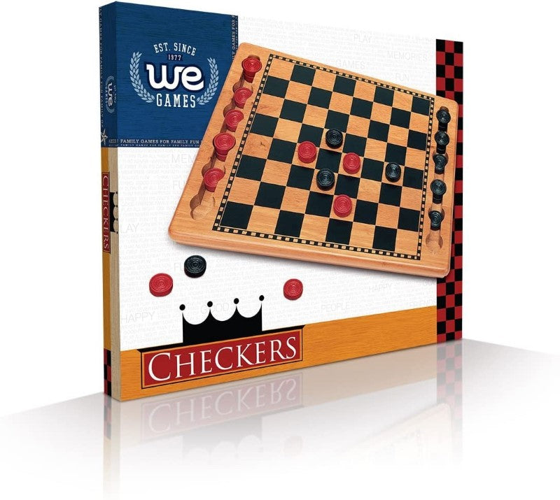 WOOD CHECKERS SET WITH GROOVES - WE Games