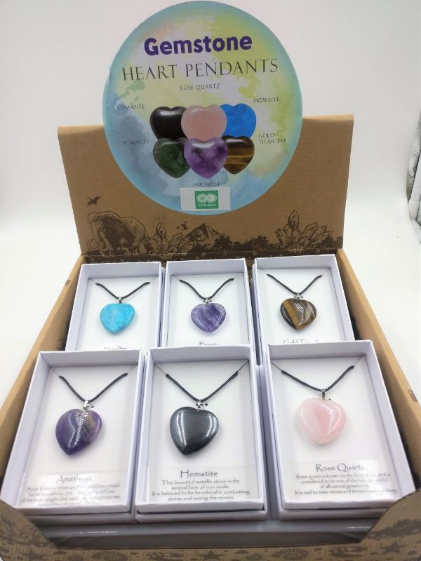 Pendants - Gemstone Heart (Set of 12 Asssorted)