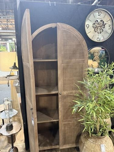 Santorini Arched Old Elm & Rattan Cabinet Bleached Elm