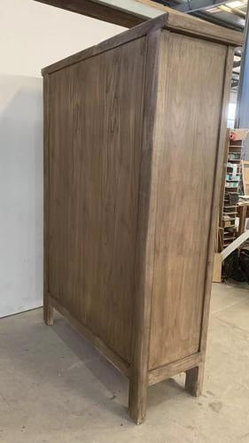 Harvest Carved 2 Door Showcase Cabinet Reclaimed Elm
