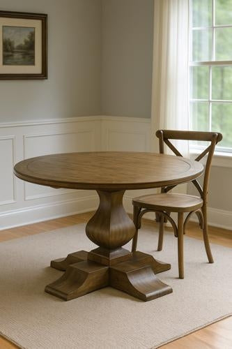 Bosquet Pedestal Round Dining Table Rustic Vintage