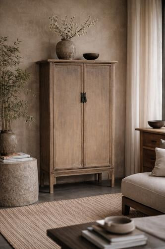 Lotus & Jade Tall 2 Door Cabinet Poplar