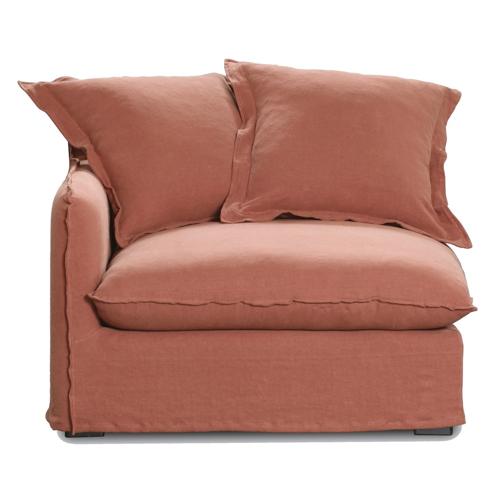 Oasis Washed Linen Sofa Left Rust 100% Belgian Linen