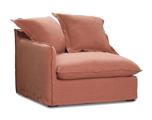 Oasis Washed Linen Sofa Left Rust 100% Belgian Linen