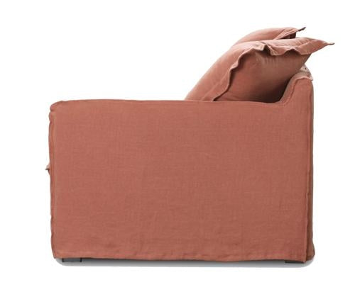 Oasis Washed Linen Dream Sofa Right Rust 100% Belgian Linen