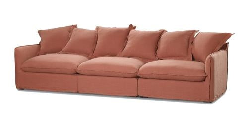 Oasis Washed Linen Dream Sofa Right Rust 100% Belgian Linen