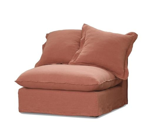 Oasis Washed Linen Dream Sofa Centre Rust 100% Belgian Linen