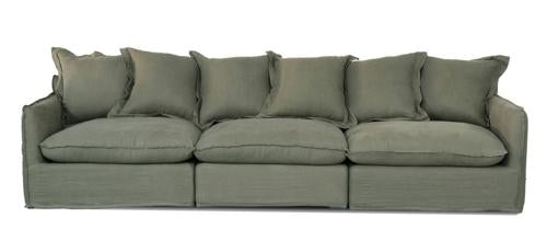 Oasis Washed Linen Dream Sofa Left Olive 100% Belgian Linen