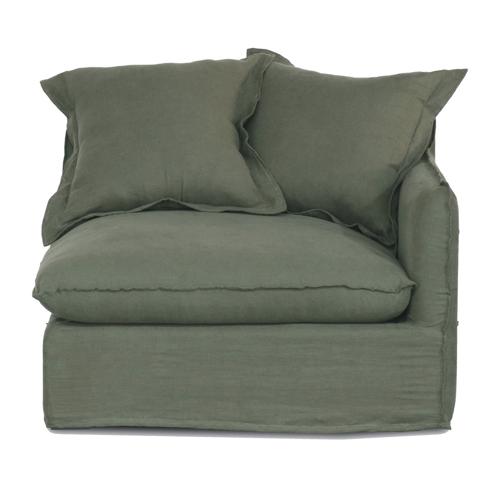 Oasis Washed Linen Dream Sofa Right Olive 100% Belgian Linen