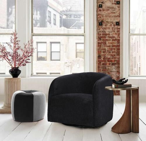 Casper Swivel Chair in Boucle Black