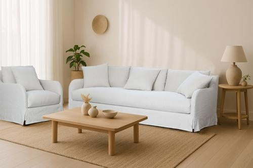 Provencal Slip Cover Armchair Salt & Pepper