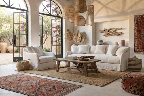 Provencal Slip Cover Armchair Salt & Pepper