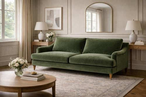 Thornfield 3 Seater Sofa Olive Velvet