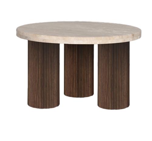 Hearthstone Travertine Coffee Table Authentic Travertine with Walnut Ash Legs