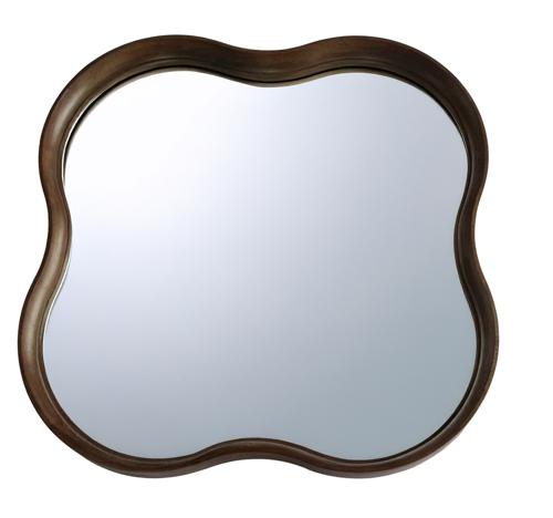 Square Squiggle Mirror Walnut 800x800x65mm