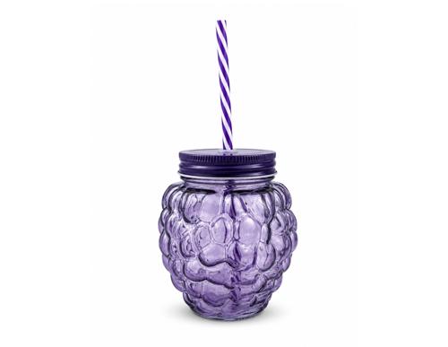Max Brand Grape Drinking Jar with Straw 477ml - Pack of 12