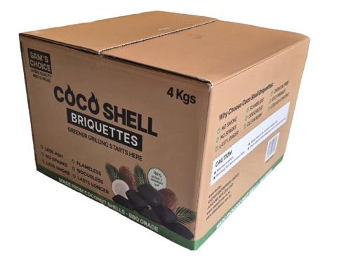 Coconut Shell Charcoal Briquettes 4kg Carton