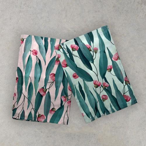 Baksana - Linen Tea Towel - Gumleaf - Blue