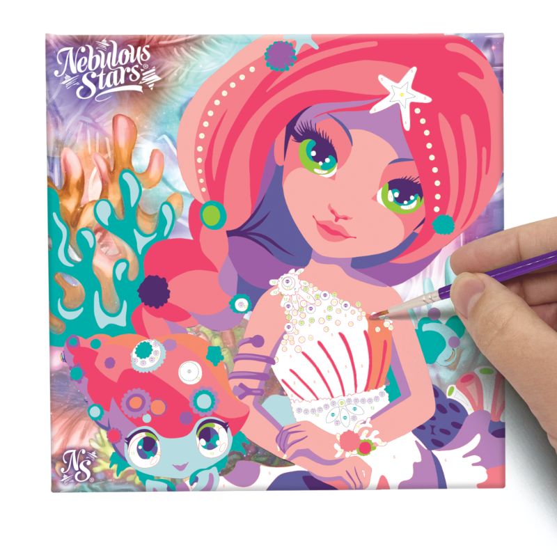Colorful marine life and corals depicted in a paint-by-number canvas kit, perfect for artists of all skill levels.