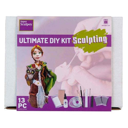 Sculpey Ultimate DIY Sculpting Kit with 18 oz of polymer clay, tools, and tutorial video for creative sculpting adventures.