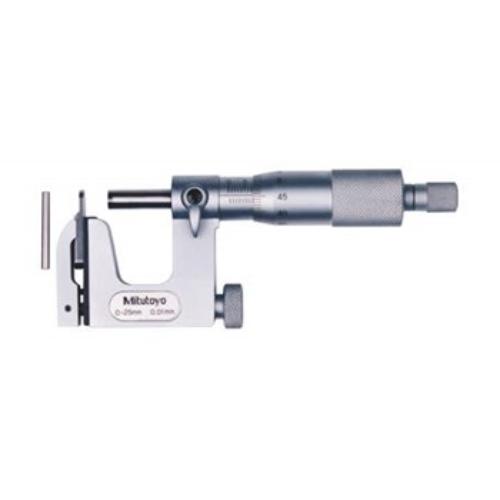 Mitutoyo Uni-Mike 0-25mm micrometer with interchangeable anvils for precise measurements, featuring 0.01mm graduations and durable design.