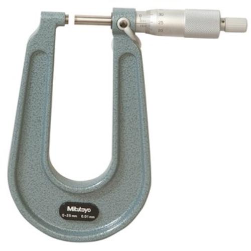 Mitutoyo Sheetmetal Micrometer 0-25mm with 100mm Throat Depth (Flat Anvils)