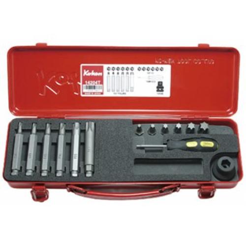 Koken 14210T 14pc Impact Torx Bit Socket Set featuring sizes T30-T60, perfect for automotive and woodworking tasks.