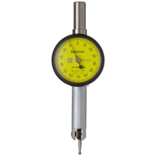 Mitutoyo Dial Test Indicator with 0.14mm travel, 0.001mm graduations, adjustable stylus for precise measurements.