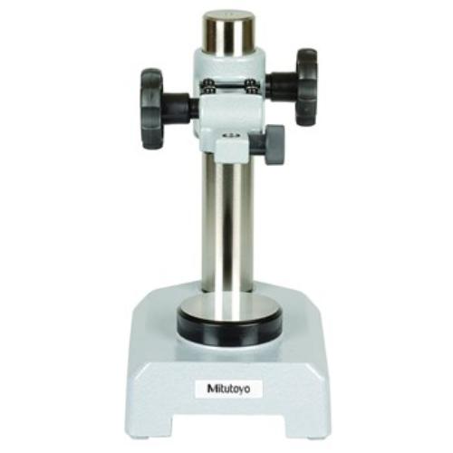 Mitutoyo Dial Gauge Stand with Flat Anvil, featuring a 58mm anvil and one-touch vertical adjustment for precise measurements.