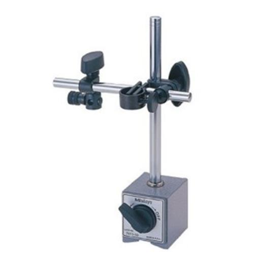 Mitutoyo magnetic stand with fine adjustment for dial indicators, securely clamps to iron or steel surfaces.