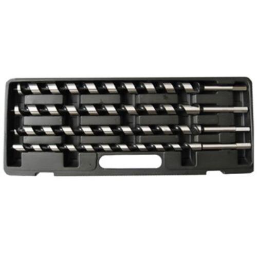 Rex-Plus 4pc wood auger bit set, 460mm long, includes 16mm, 20mm, 22mm, 25mm bits with screw tips for smooth drilling.
