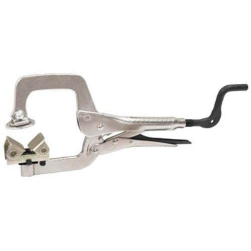 Strong Hand Pipe Pliers with Crank Handle, featuring a 75mm opening, adjustable V-Pad, and durable design for versatile clamping.