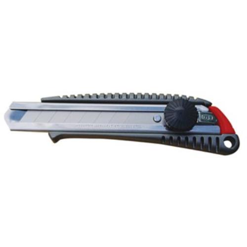 Image of NT Cutter L-500GP, an 18mm snap-off cutter with a durable grip, screw-lock system, and smooth blade retraction.