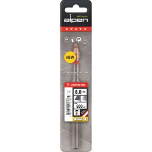 Alpen Series 303 C Protector Drill 8mm designed for precision drilling in hard porcelain tiles and glass without coolant.